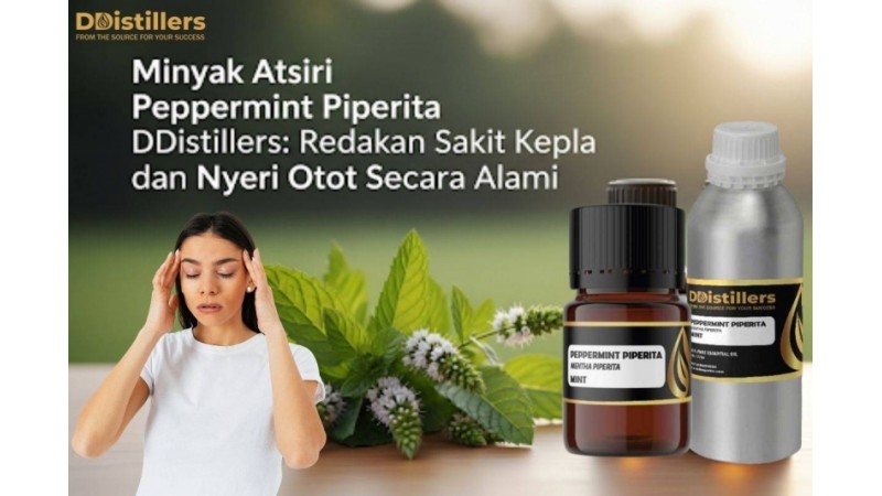 DDistillers Peppermint Piperita Essential Oil: Natural Relief for Headaches and Muscle Pain