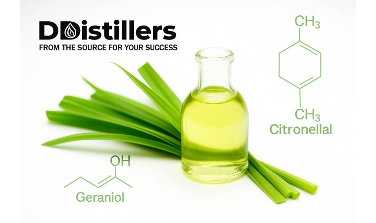 Chemical Composition of DDistillers Citronella Oil: The Secret of Citronellal and Geraniol for Skin Health