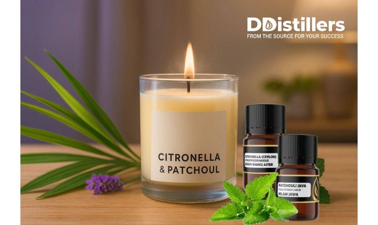 DDistillers Aromatherapy Candle: The Soothing Harmony of Citronella and Patchouli for Mind and Soul Serenity