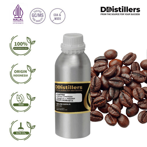 010f97e038a44a2a8fabc7c2101aa512.png Coffee / Kopi Robusta Essential Oil Pure 100%, 500ML-1L HDPE/SS