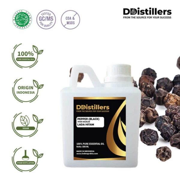 0536bce4ebdb4651adc6bf6c38eeddc7.jpg Pepper (Black) / Lada Hitam Essential Oil Pure 100%, 500ML-1L HDPE/SS