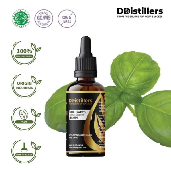 Basil (Sweet) / Selasih Essential Oil Pure 100%, 50-100ML GS