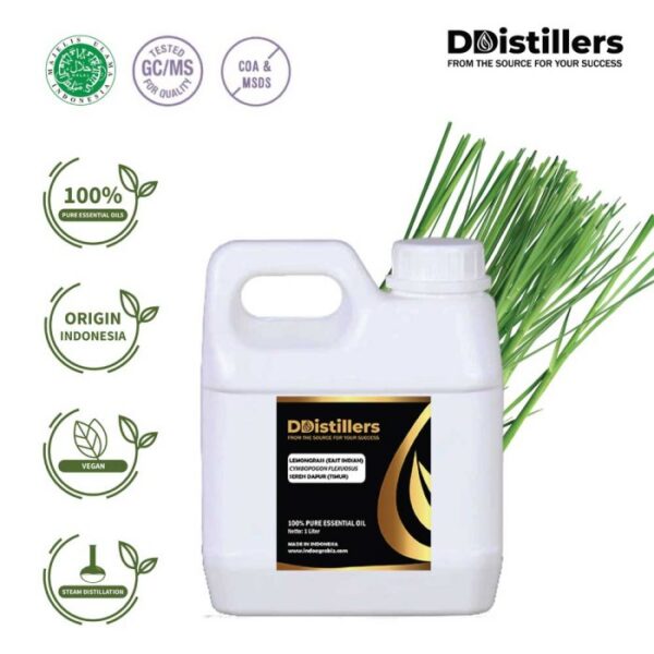 Lemongrass (East Indian) / Sereh Dapur Timur Essential Oil Pure 100%, 500ML-1L HDPE/SS