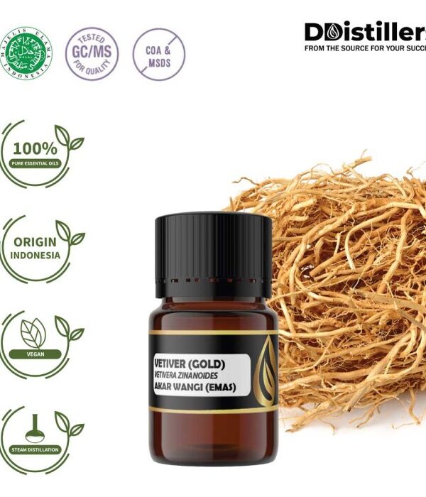 Vetiver (Gold) / Akar Wangi Emas Essential Oil Pure 100%, 2-10ML GS