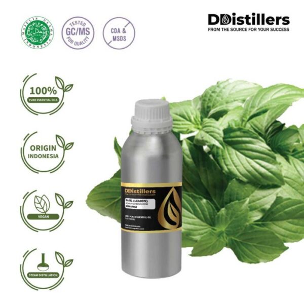 Basil Lemon / Kemangi Essential Oil Pure 100%, 500ML-1L HDPE/SS