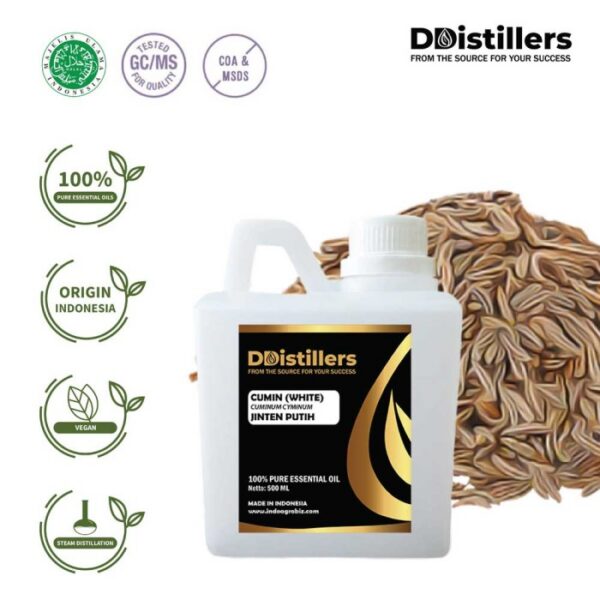 Cumin (White) Seed / Jinten Putih / Habbatussauda Essential Oil Pure 100%, 500ML-1L HDPE/SS