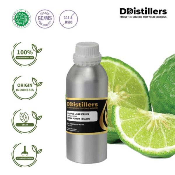 Kaffir Lime Fruit / Buah Jeruk Purut Essential Oil Pure 100%, 500ML-1L HDPE/SS