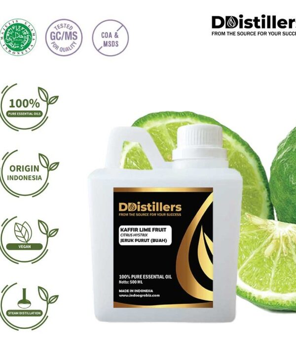 Kaffir Lime Fruit / Buah Jeruk Purut Essential Oil Pure 100%, 500ML-1L HDPE/SS