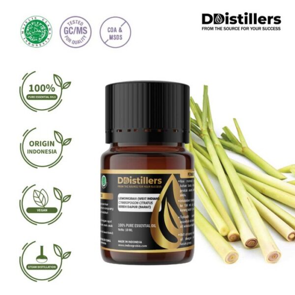 Lemongrass (West Indian) / Sereh Dapur Barat Essential Oil Pure 100%, 2-10ML GS