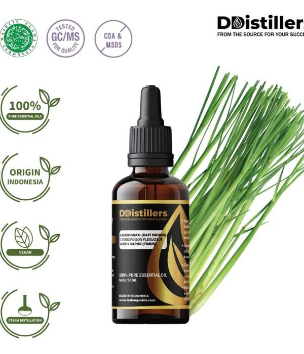 Lemongrass (East Indian) / Sereh Dapur Timur Essential Oil Pure 100%, 50-100ML GS