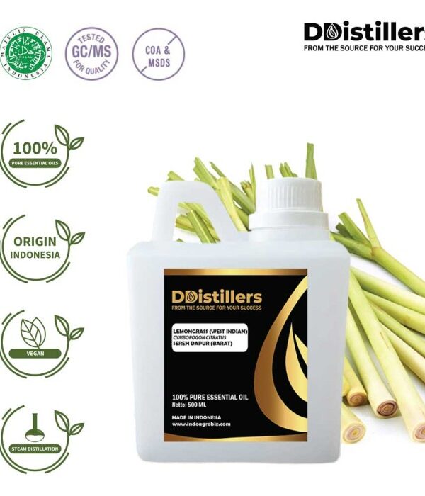 Lemongrass (West Indian) / Sereh Dapur Barat Essential Oil Pure 100%, 500ML-1L HDPE/SS
