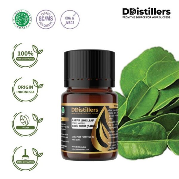 Kaffir Lime Leaf / Daun Jeruk Purut Essential Oil Pure 100%, 2-10ML GS
