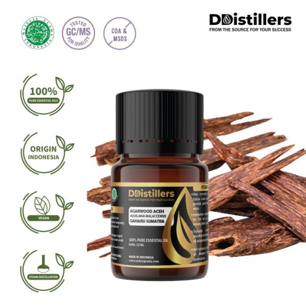 Agarwood Aceh / Gaharu Sumatra Essential Oil Pure 100%, 3-12ML GS