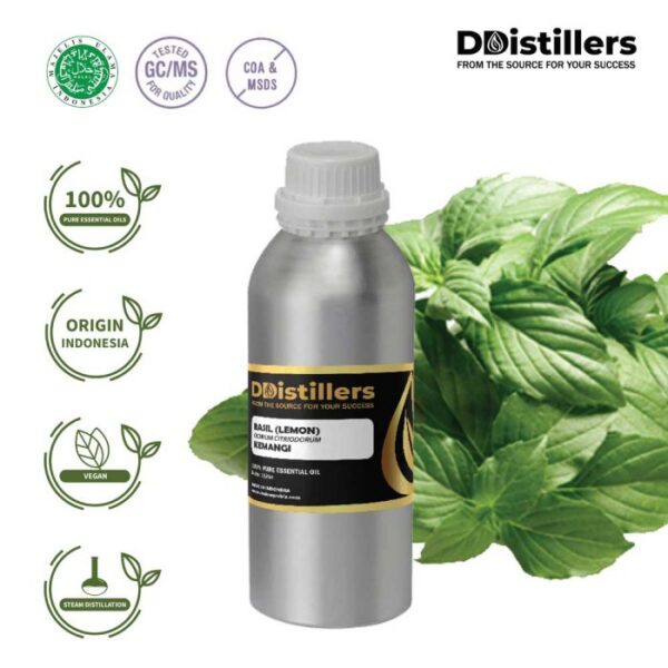 Basil Lemon / Kemangi Essential Oil Pure 100%, 500ML-1L HDPE/SS