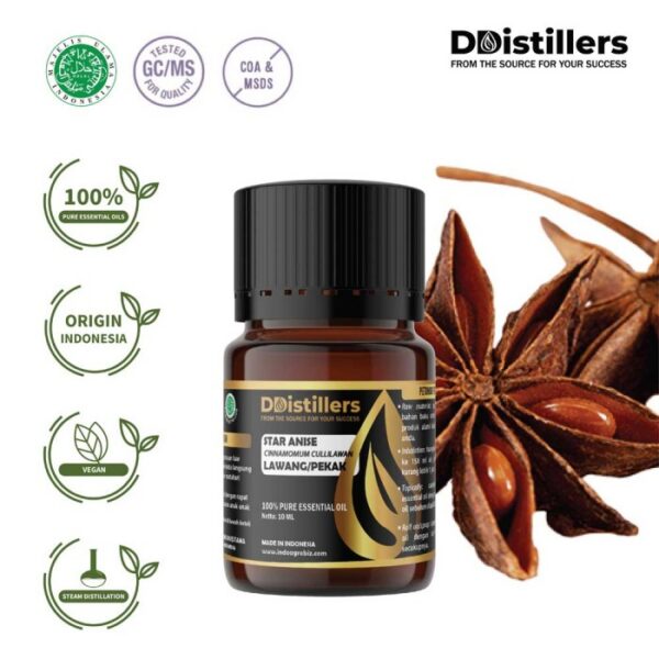 Star Anise (Fruit) / Bunga Lawang / Adas Bintang Essential Oil Pure 100%, 2-10ML GS