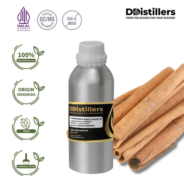 Cinnamon Bark Korintje / Kulit Kayu Manis Kerinci Essential Oil Pure 100%, 500ML-1L HDPE/SS