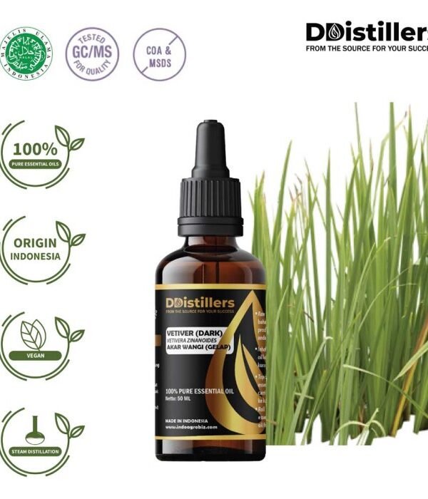 Vetiver (Dark) / Akar Wangi Gelap Essential Oil Pure 100%, 50-100ML GS