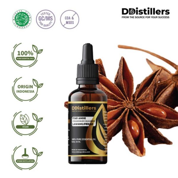 Star Anise (Fruit) / Bunga Lawang / Adas Bintang Essential Oil Pure 100%, 50-100ML GS