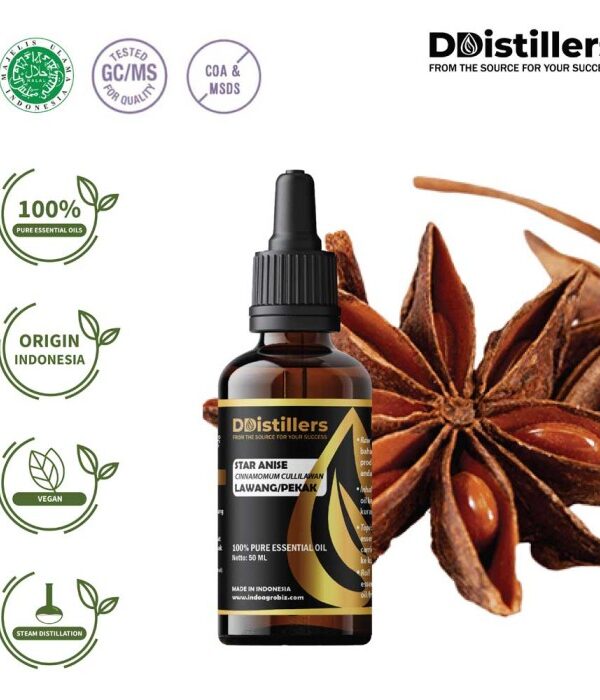 Star Anise (Fruit) / Bunga Lawang / Adas Bintang Essential Oil Pure 100%, 50-100ML GS