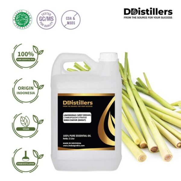 Lemongrass West Indian / Sereh Dapur Essential Oil Pure100%, 2L HDPE