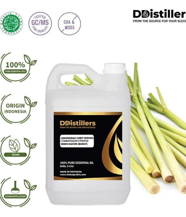 Lemongrass West Indian / Sereh Dapur Essential Oil Pure100%, 2L HDPE