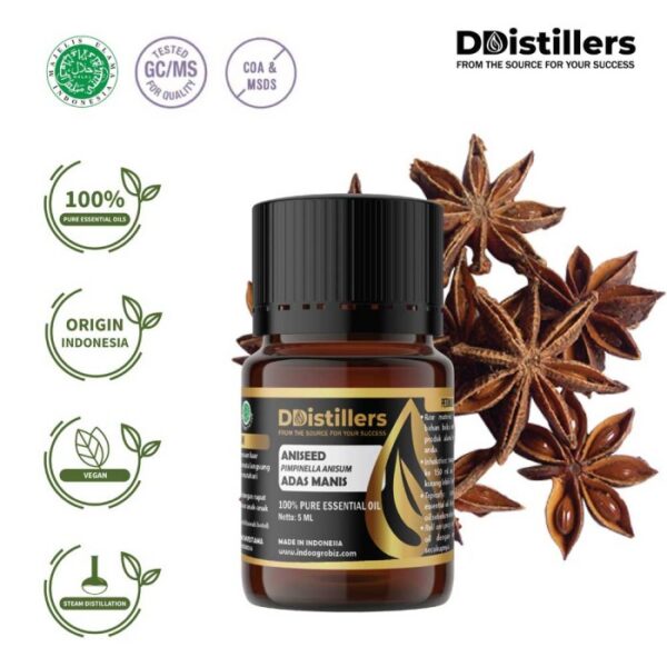 Aniseed / Anise / Adas Manis Essential Oil Pure 100%, 2-10ML GS