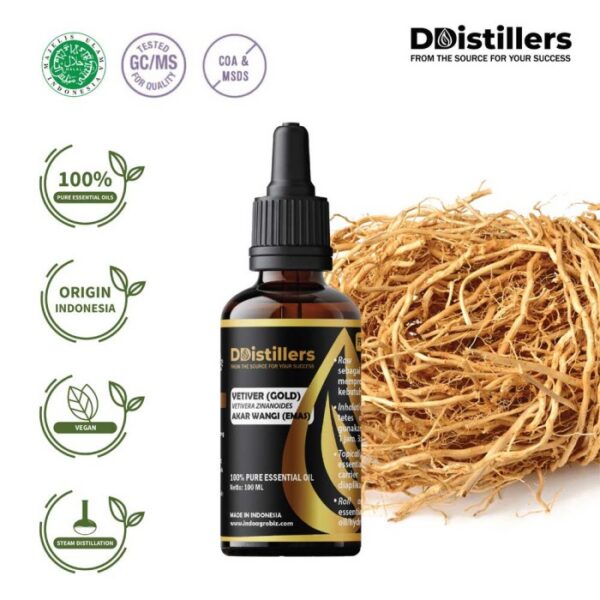 Vetiver (Gold) / Akar Wangi Emas Essential Oil Pure 100%, 50-100ML GS