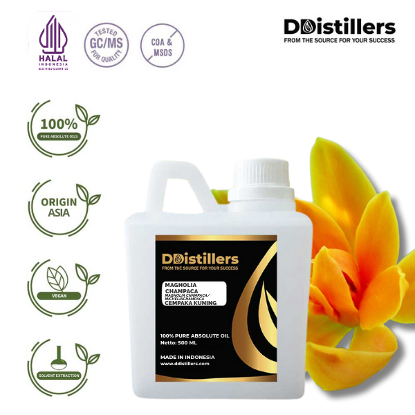 58b81413f12b49fa9a9bcf574739ee7d.png Magnolia / Cempaka Kuning Absolute Oil Pure 100%, 500ML-1L HDPE/SS