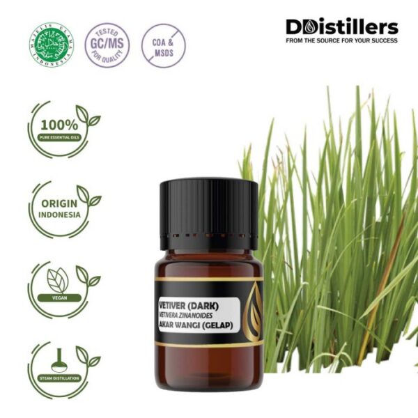 5fc499ba70db485ba245d76c76df64bf.jpg Vetiver (Dark) / Akar Wangi Gelap Essential Oil Pure 100%, 2-10ML GS