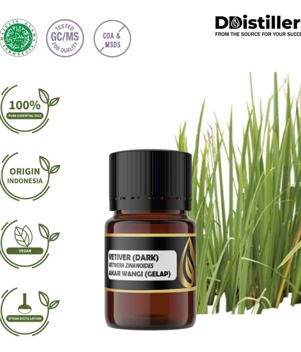 Vetiver (Dark) / Akar Wangi Gelap Essential Oil Pure 100%, 2-10ML GS