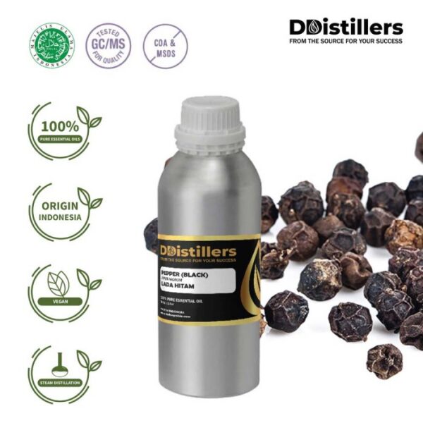 67aa934d4b194d23b6c6e07821d171b6.jpg Pepper (Black) / Lada Hitam Essential Oil Pure 100%, 500ML-1L HDPE/SS