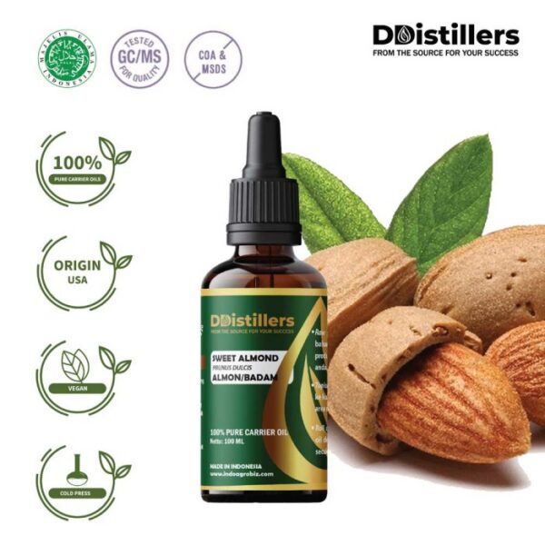 Sweet Almond / Almon / Badam Carrier Oil Pure 100%, 50-100ML GS