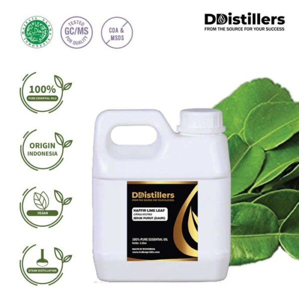 Kaffir Lime Leaf / Daun Jeruk Purut Essential Oil Pure 100%, 500ML-1L HDPE/SS