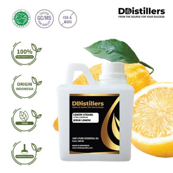 Lemon (Steam) / Lemon Essential Oil Pure 100%, 500ML-1L HDPE/SS