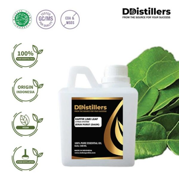 Kaffir Lime Leaf / Daun Jeruk Purut Essential Oil Pure 100%, 500ML-1L HDPE/SS