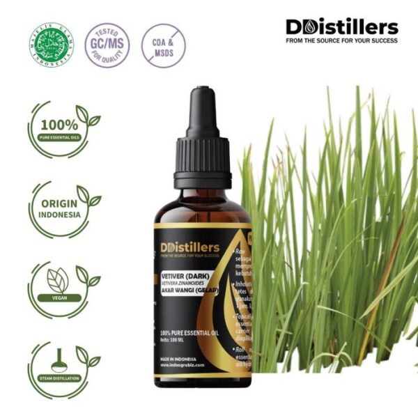 93fc2ae3f9e24704b2f23e4301f7a20d.jpg Vetiver (Dark) / Akar Wangi Gelap Essential Oil Pure 100%, 50-100ML GS