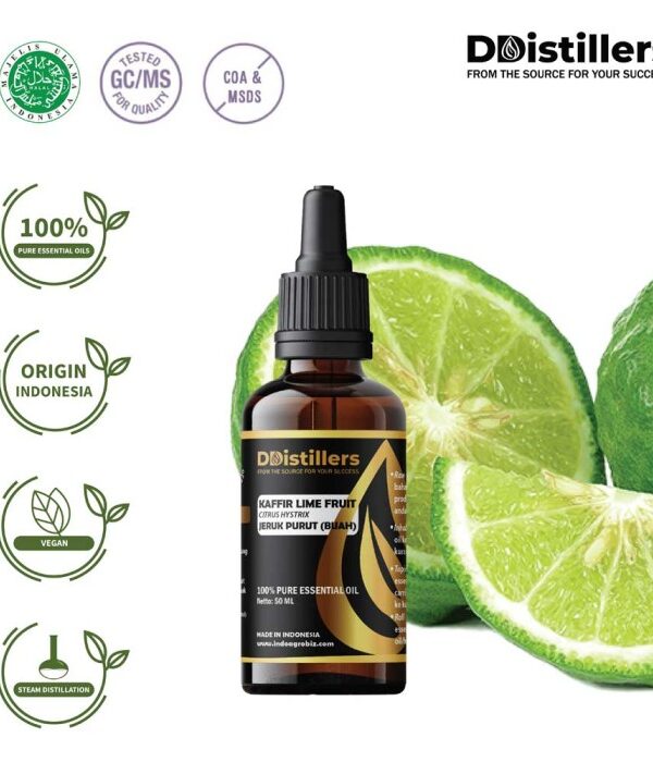 Kaffir Lime Fruit / Buah Jeruk Purut Essential Oil Pure 100%, 50-100ML GS
