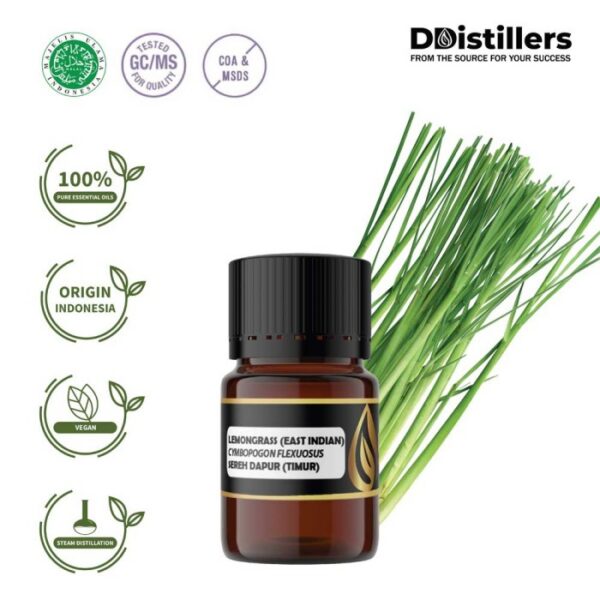 Lemongrass (East Indian) / Sereh Dapur Timur Essential Oil Pure 100%, 2-10ML GS