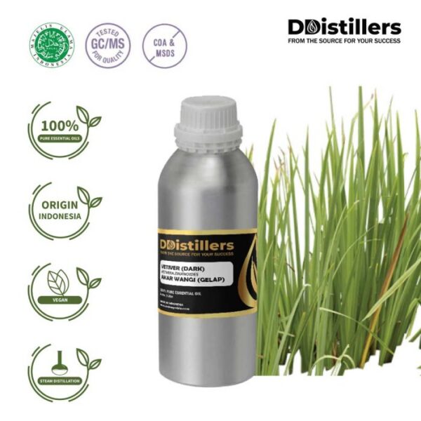 Vetiver (Dark) / Akar Wangi Gelap Essential Oil Pure 100%, 500ML-1L HDPE/SS