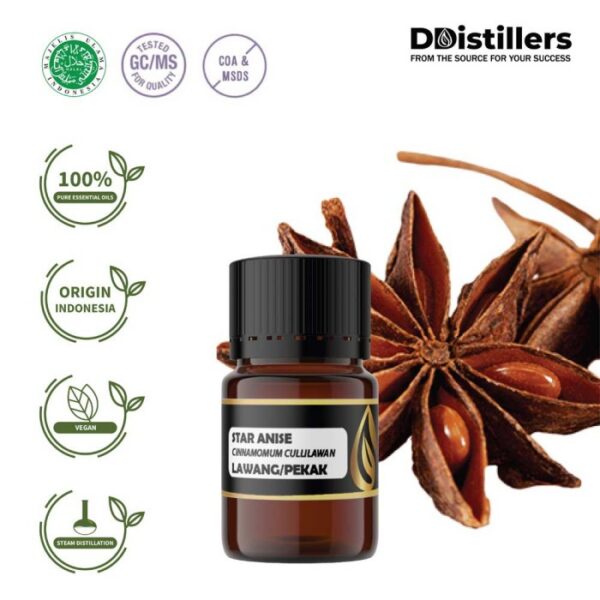 Star Anise (Fruit) / Bunga Lawang / Adas Bintang Essential Oil Pure 100%, 2-10ML GS