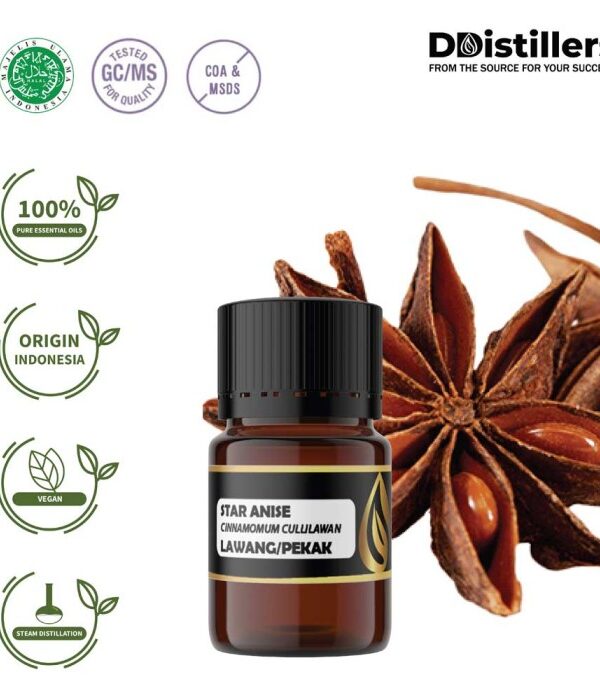 Star Anise (Fruit) / Bunga Lawang / Adas Bintang Essential Oil Pure 100%, 2-10ML GS