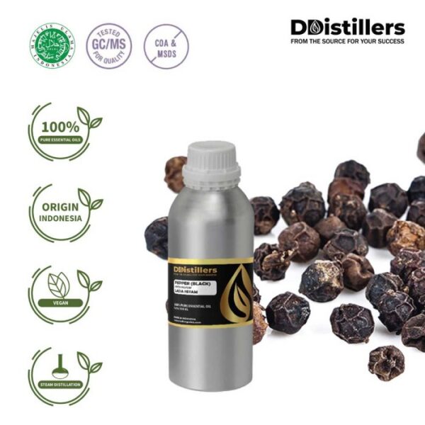 9c72c0e3d0294f8cbbe48e065b25630f.jpg Pepper (Black) / Lada Hitam Essential Oil Pure 100%, 500ML-1L HDPE/SS