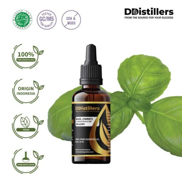 Basil (Sweet) / Selasih Essential Oil Pure 100%, 50-100ML GS