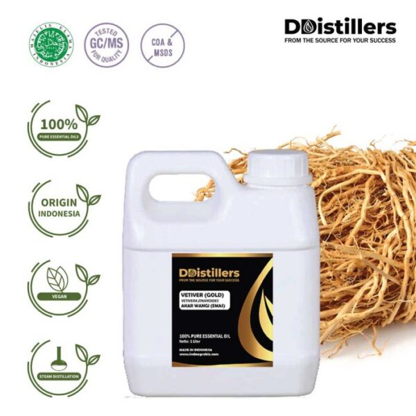 9e5433d48c5647c0a782f06b2759509c-1.jpg Vetiver (Gold) / Akar Wangi Emas Essential Oil Pure 100%, 500ML-1L HDPE/SS