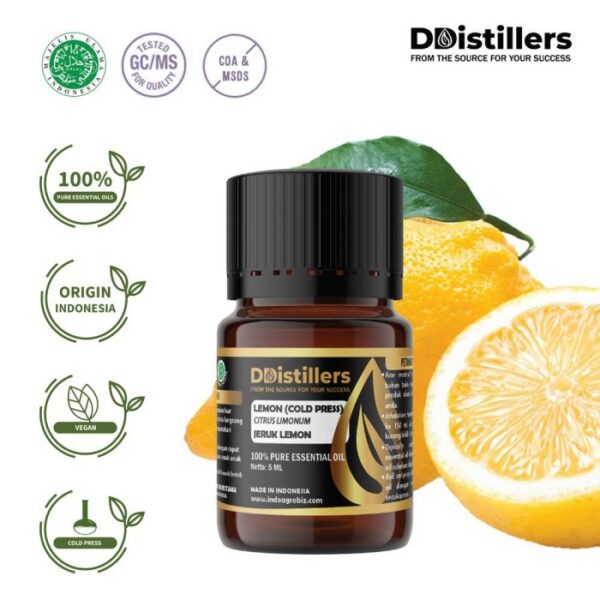 Lemon (Cold Pressed) / Jeruk Lemon Essential Oil Pure 100%, 2-10ML GS