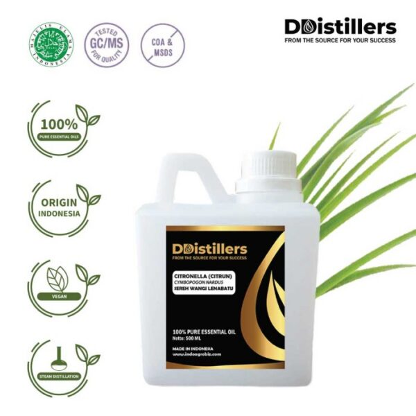 Citronella (Citrun) / Sereh Wangi Lenabatu Essential Oil Pure 100%, 500ML-1L HDPE/SS