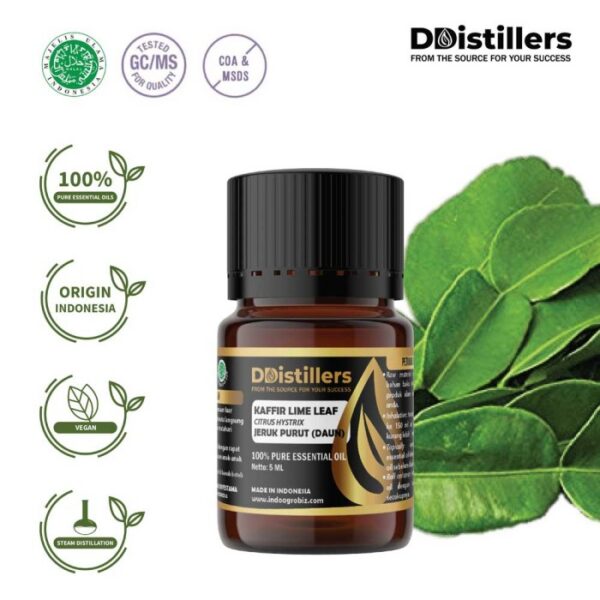 Kaffir Lime Leaf / Daun Jeruk Purut Essential Oil Pure 100%, 2-10ML GS