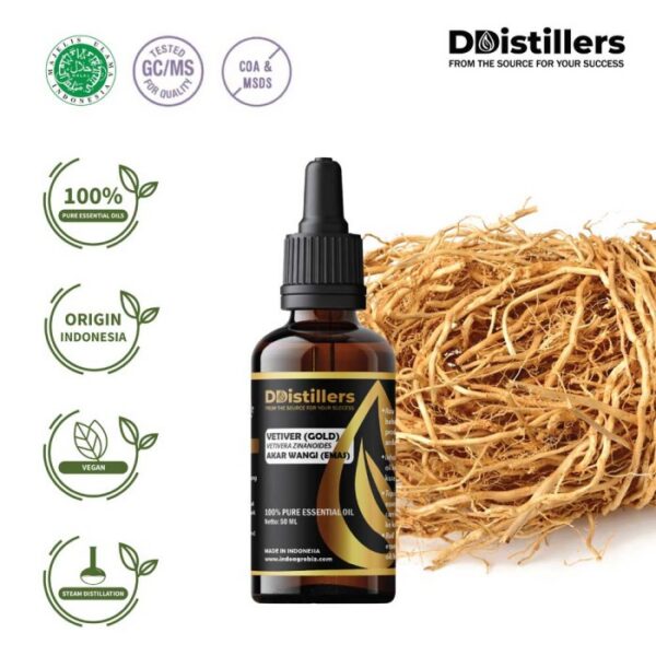 Vetiver (Gold) / Akar Wangi Emas Essential Oil Pure 100%, 50-100ML GS