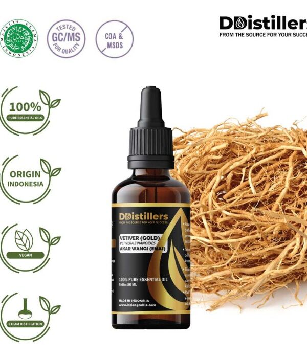 Vetiver (Gold) / Akar Wangi Emas Essential Oil Pure 100%, 50-100ML GS