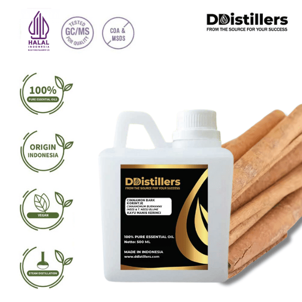 Cinnamon Bark Korintje / Kulit Kayu Manis Kerinci Essential Oil Pure 100%, 500ML-1L HDPE/SS